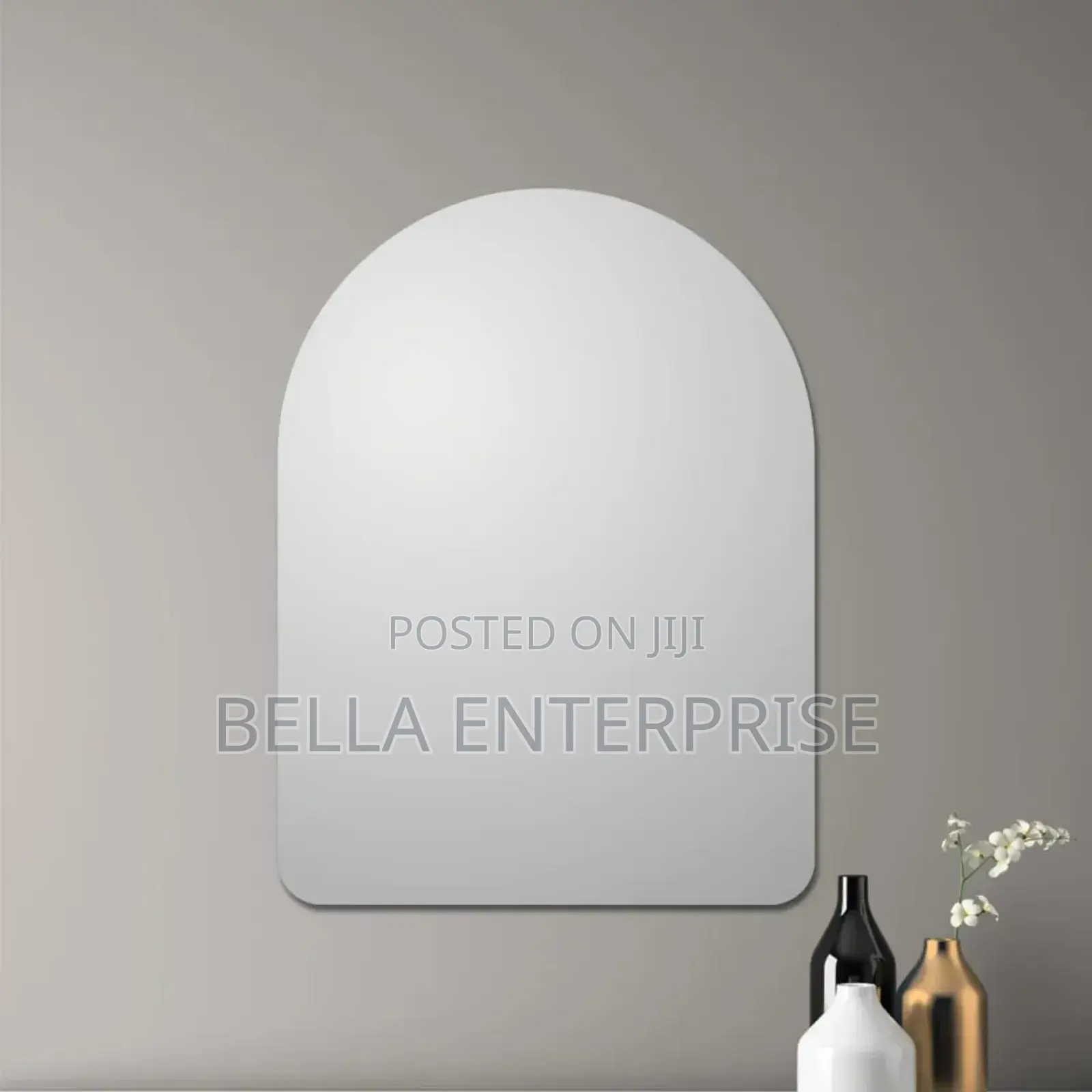 *Peel and Stick Wall Mirror*
Available in Semi-Circle and Rectangle