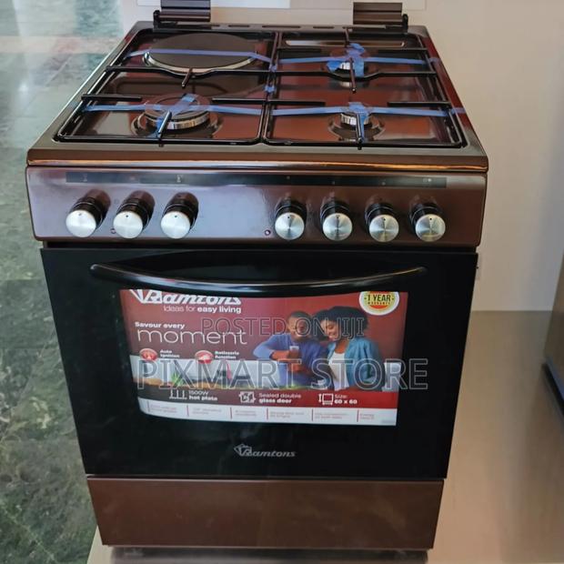 Ramtons 60×60cm Gas Stove With Electric Oven Rc 605 – Brown Finish