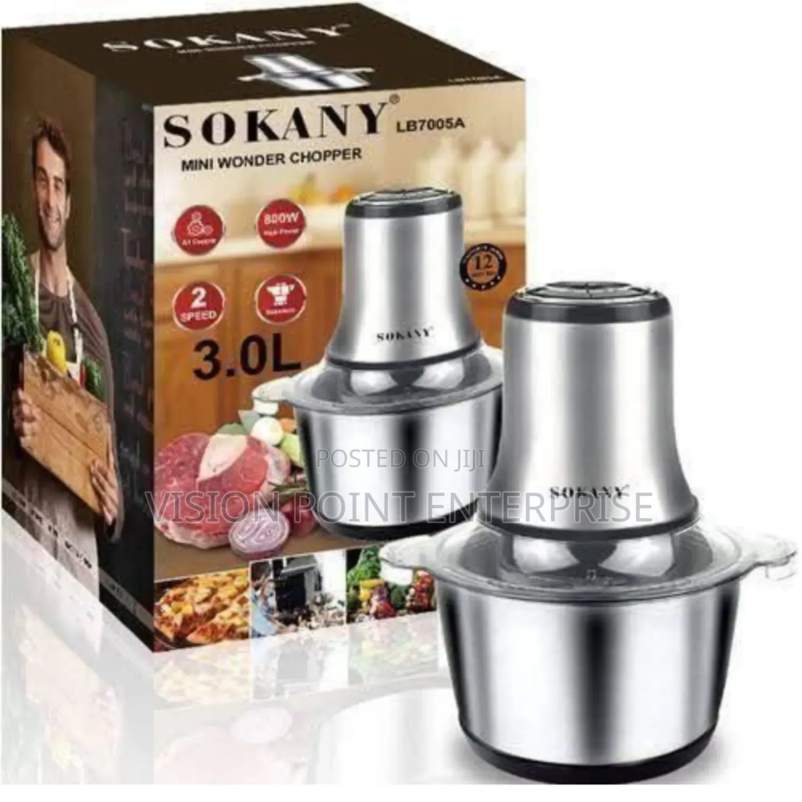 Sokany 3ltrs Chopper With Steel Bowl