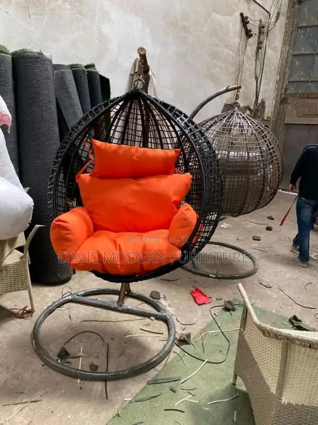 Luxury Outdoor Rattan Egg Swing Chair With Stand Cushions
