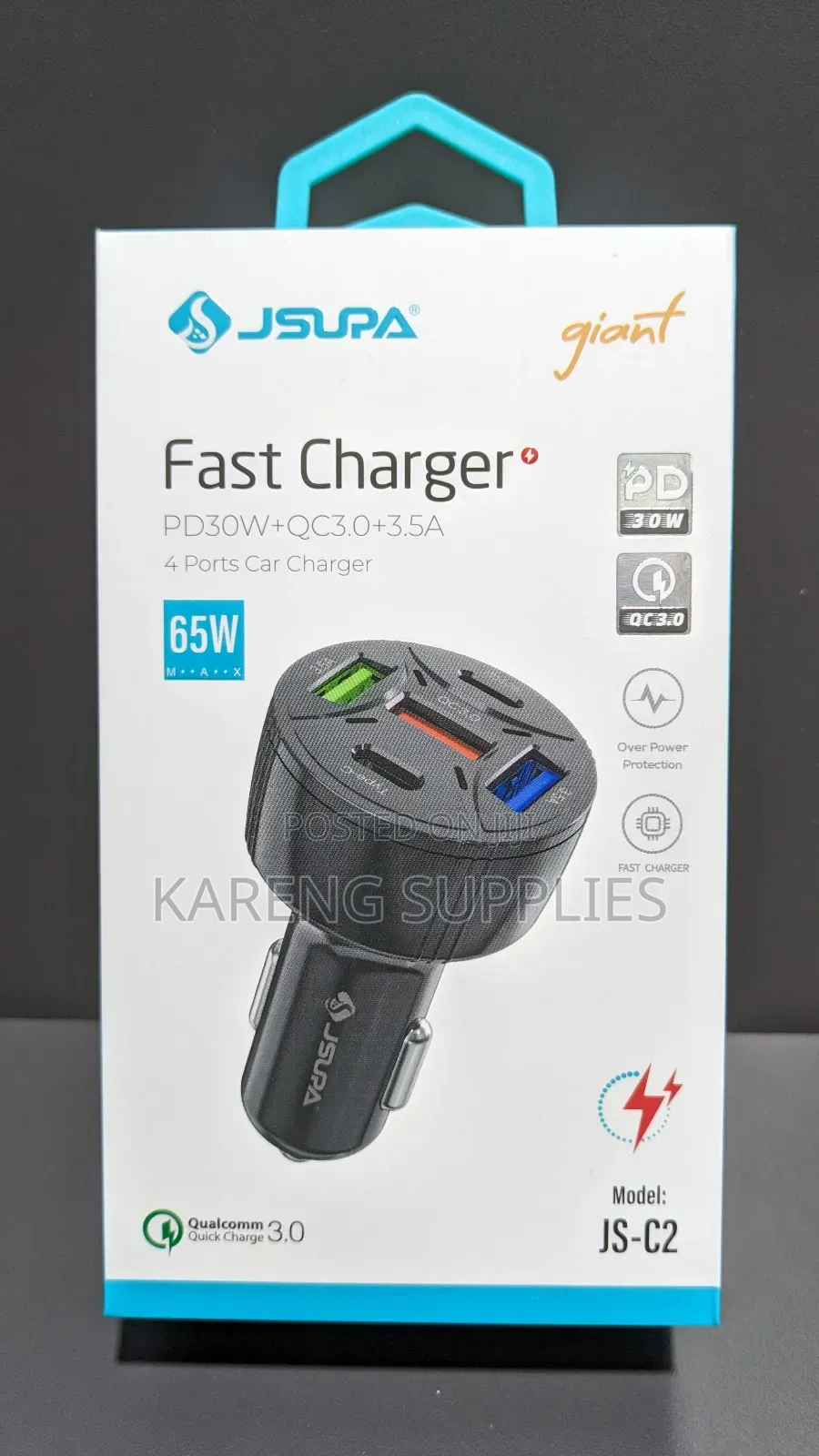 Jsupa 65w 4 Ports Car Charger