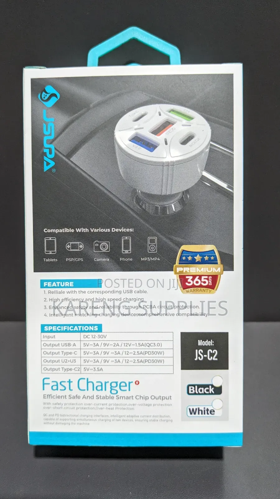 Jsupa 65w 4 Ports Car Charger
