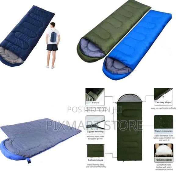 Camping Sleeping Bag With Compression Bag – Navy, Blue, Green - main view