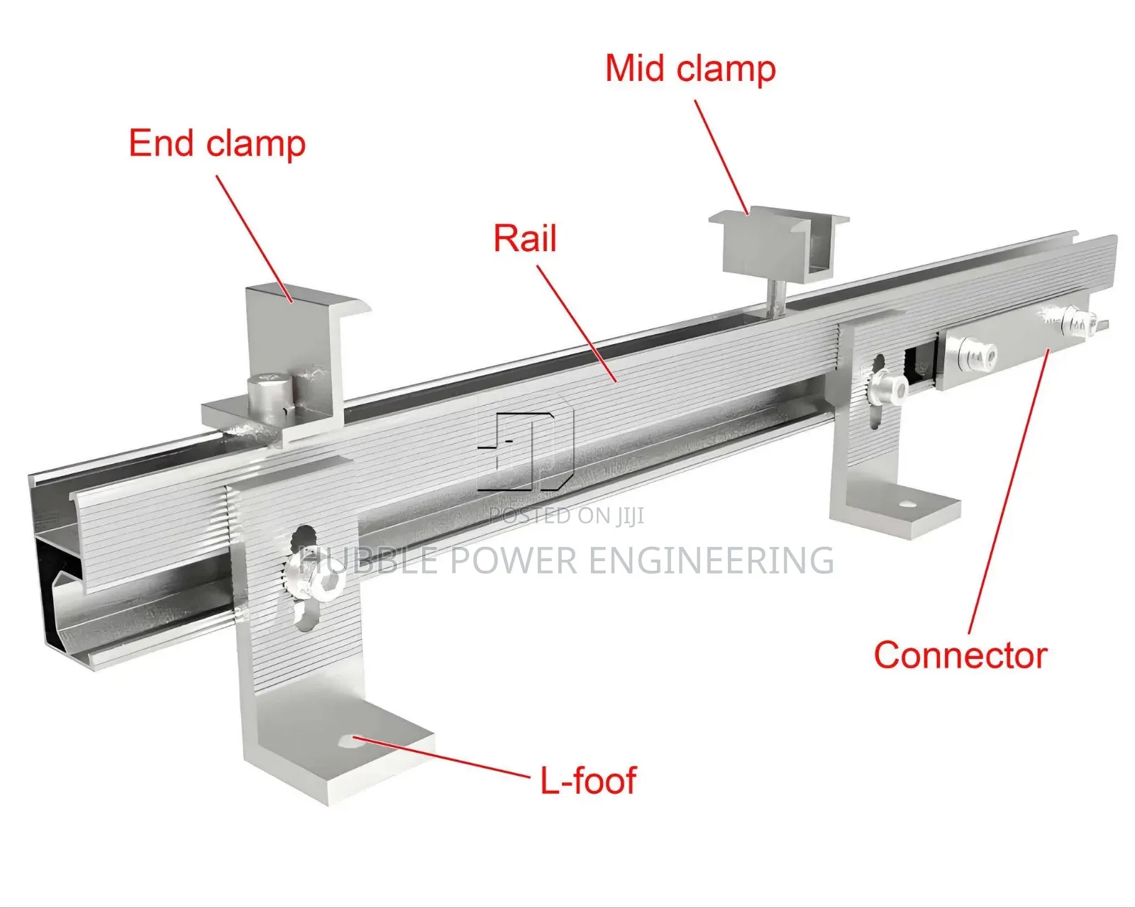 Aluminium Rails for Panels Mid/End Clamps, L-Feet, Splicing Kit,