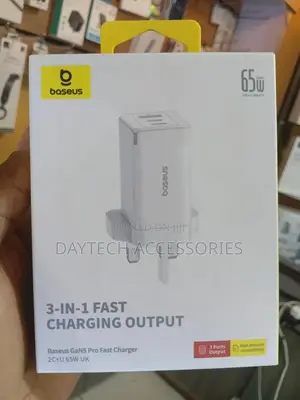 Baseus Gan5 Pro 65w 3 Port Fast Charger 2 Type-C + Usb-a Uk Plug