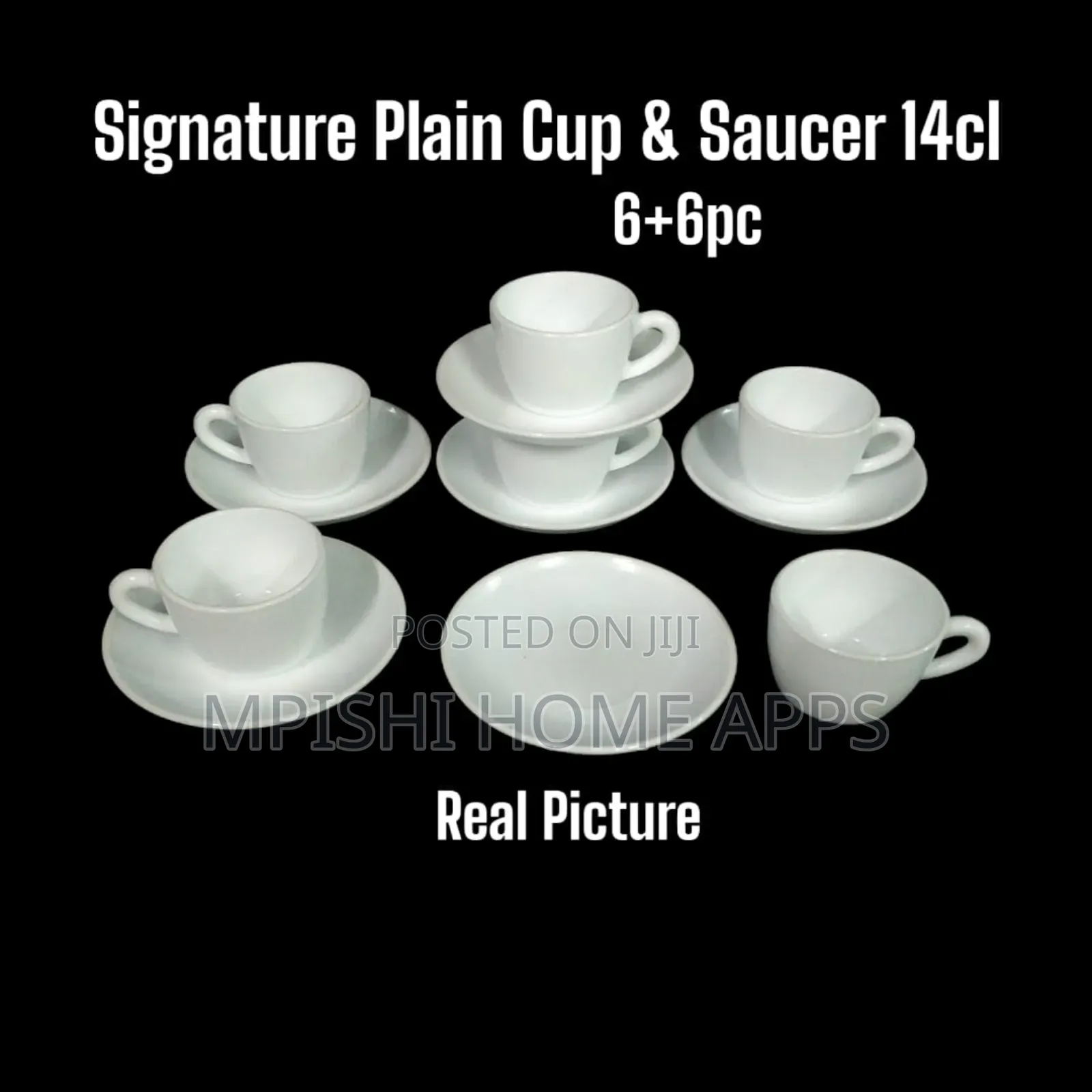 6pcs Signature Plain Cup Saucer 14cl