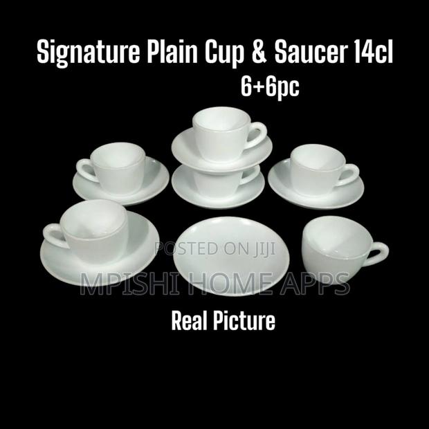 6pcs Signature Plain Cup Saucer 14cl - main view