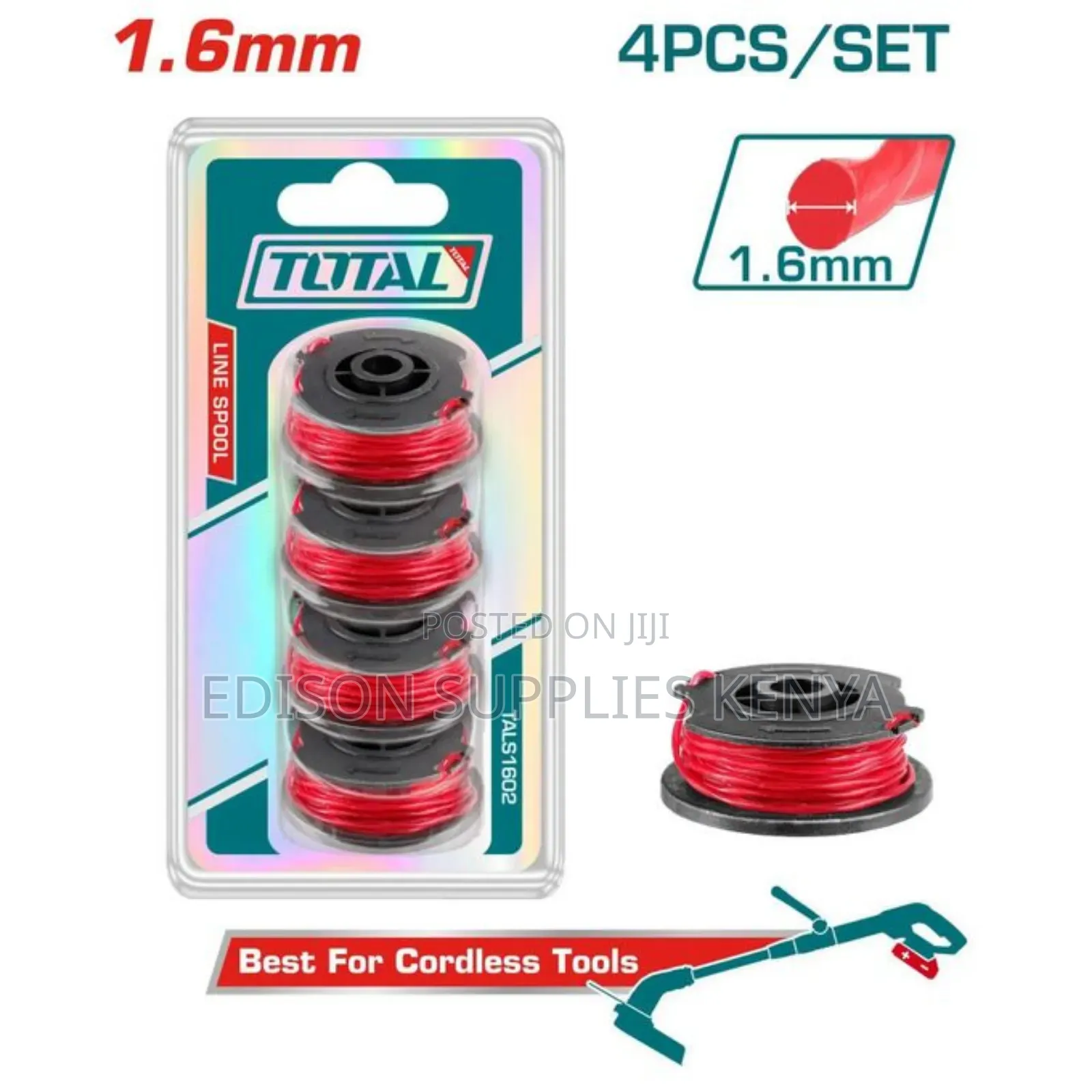 Total Line Spool 1.6mm 4pcs Cordless Grass Trimmer Nylon Line Set