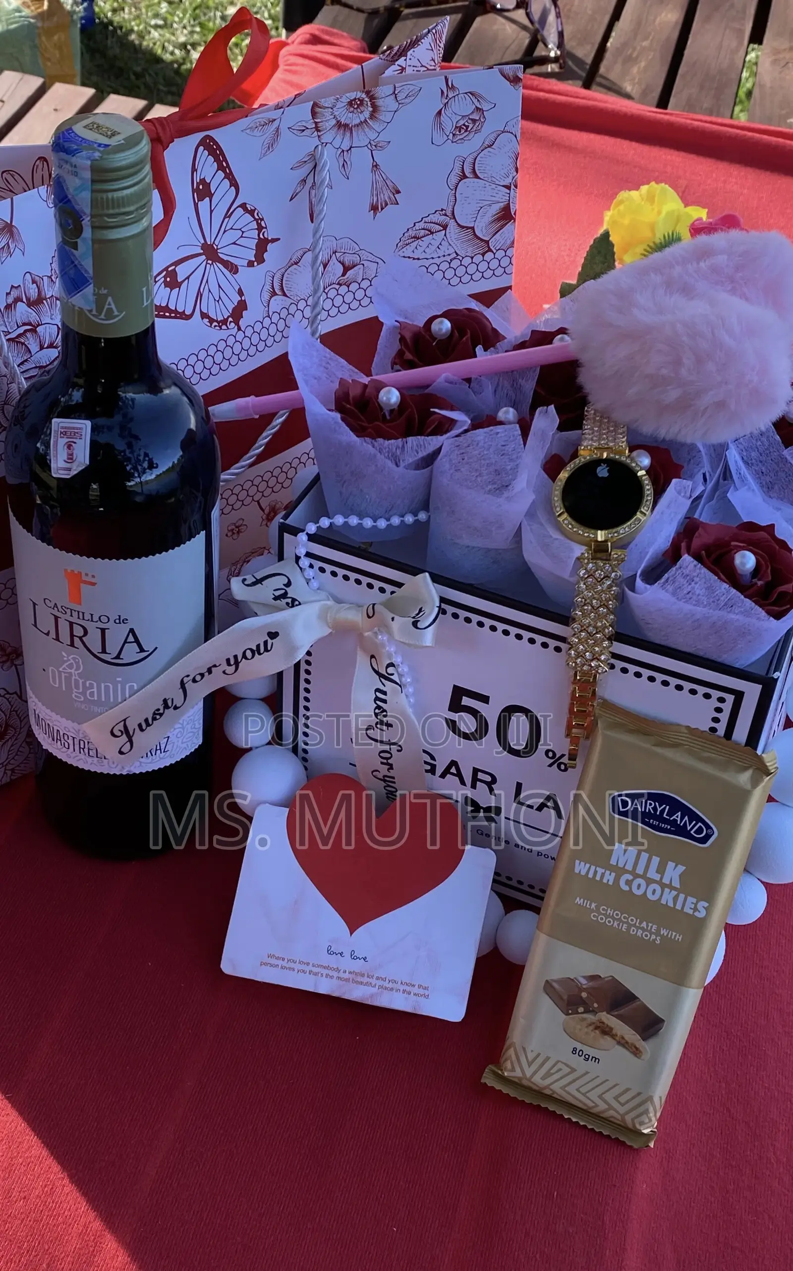 Birthday Ladies Gift Set ; Wine ,Chocolate,Fur Pen Etc