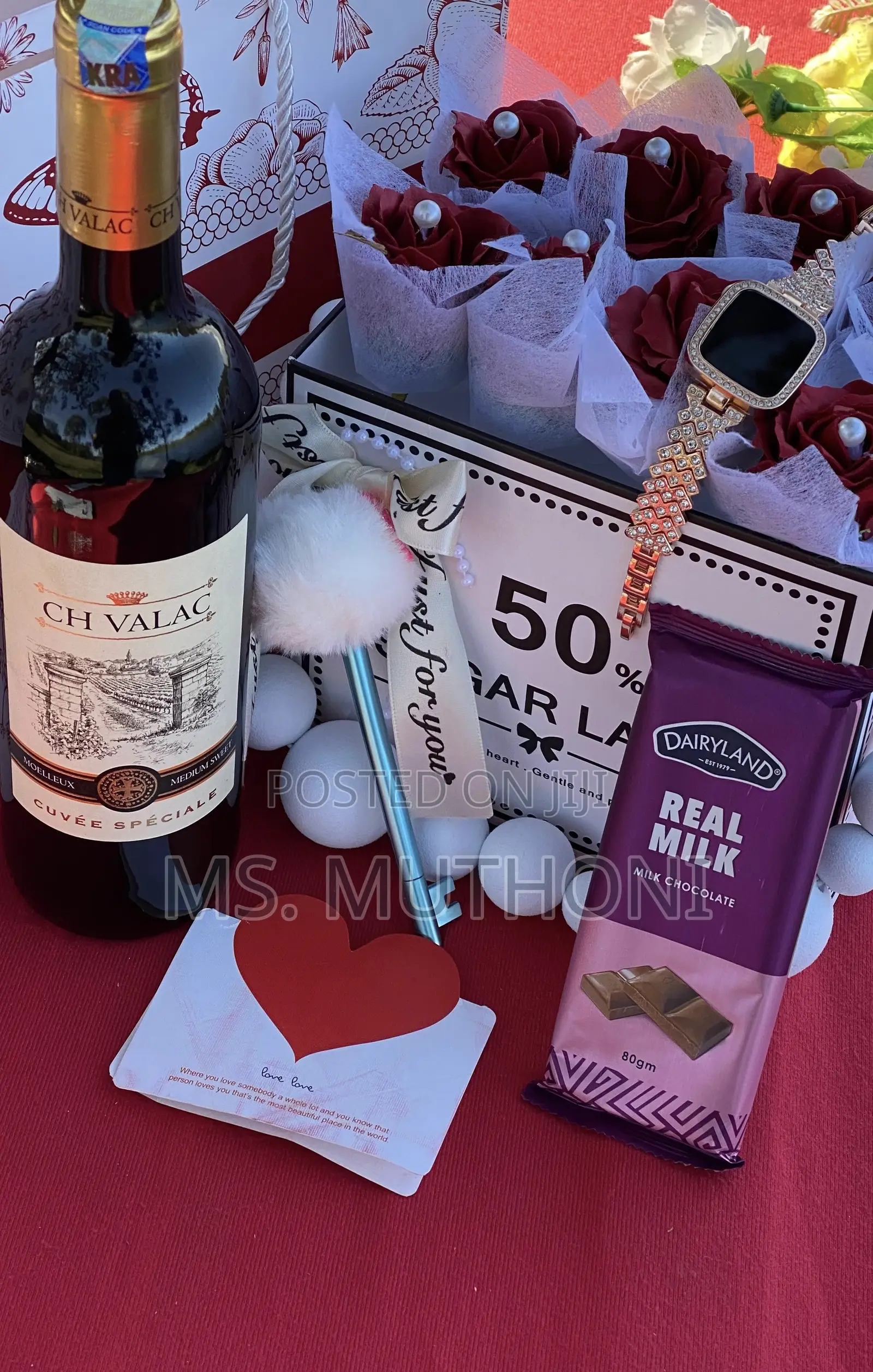 Birthday Ladies Gift Set ; Wine ,Chocolate,Fur Pen Etc