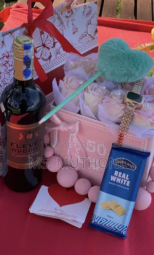 Birthday Ladies Gift Set ; Wine ,Chocolate,Fur Pen Etc