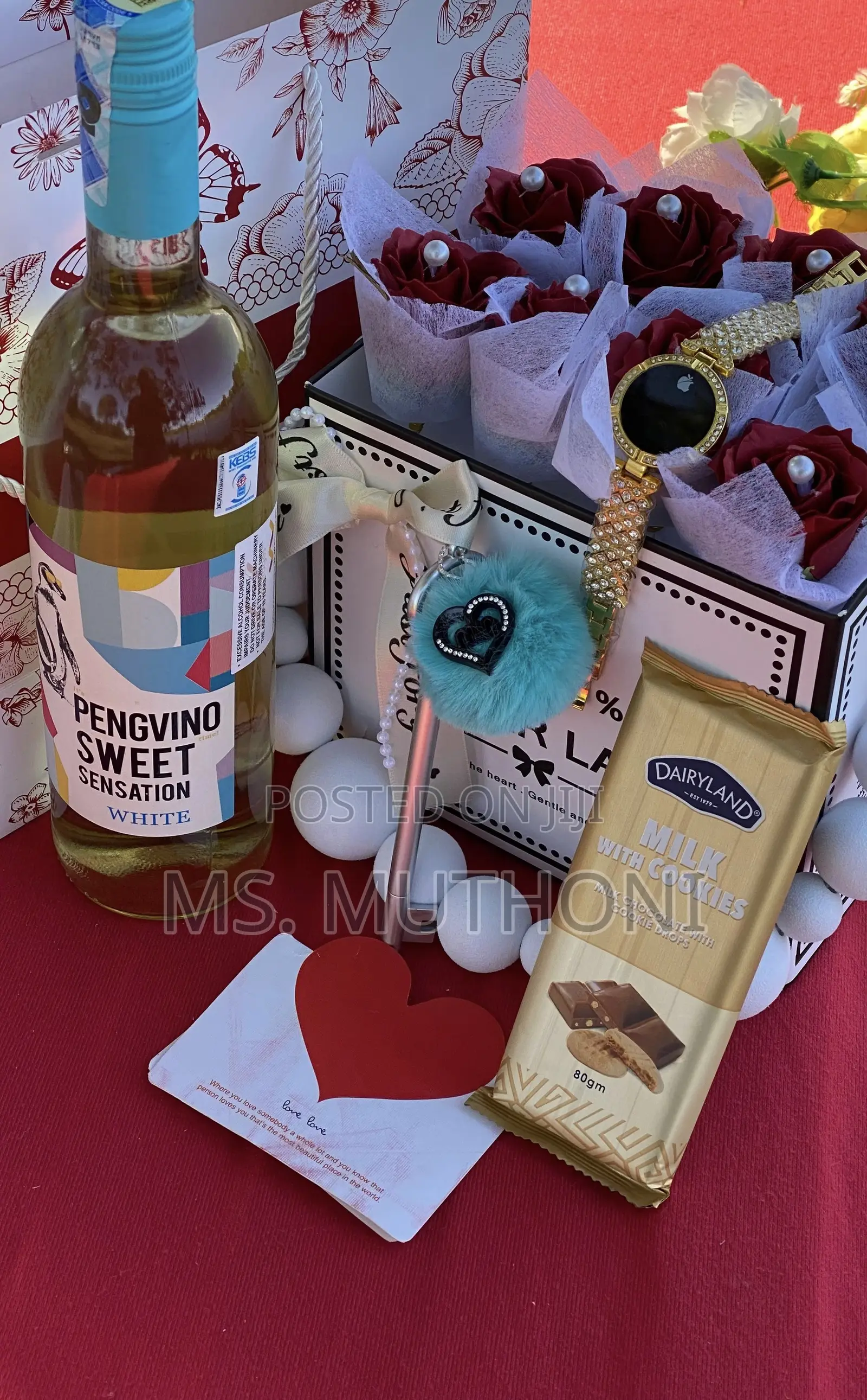Birthday Ladies Gift Set ; Wine ,Chocolate,Fur Pen Etc