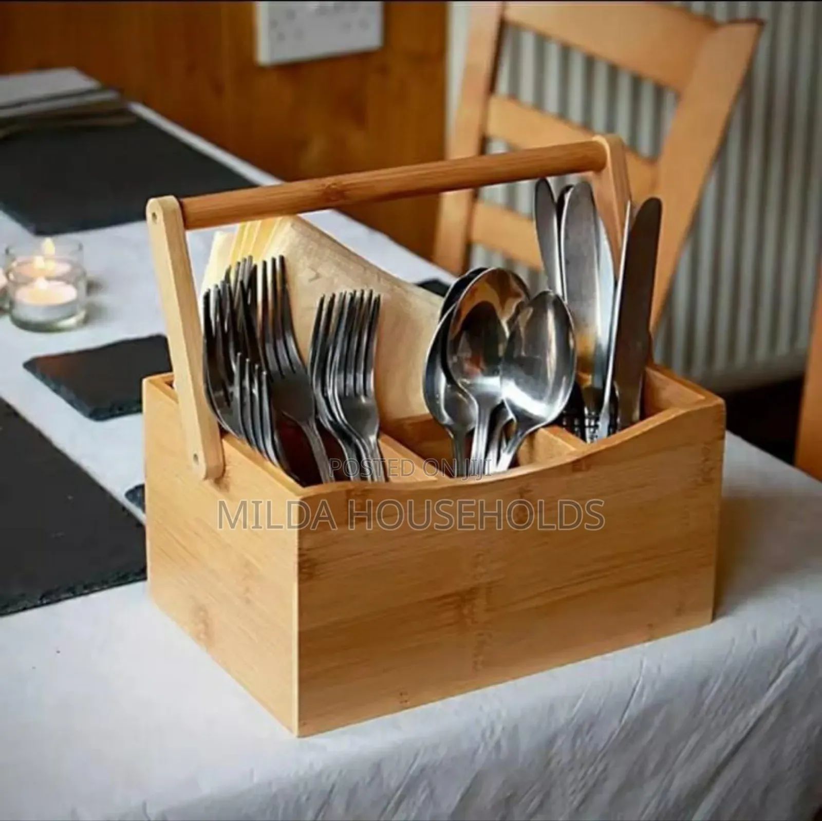 Portable Countertop/Kitchen Cutlery Organizer With Handl