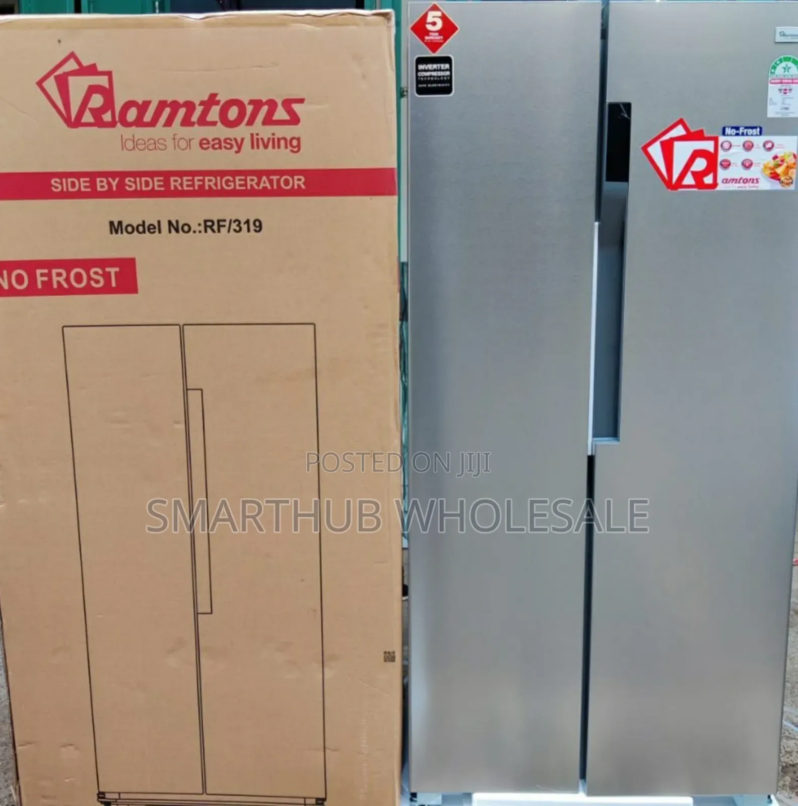 Ramtons Rf/319 430ltrs Side by Side Led Refrigerator – No Frost