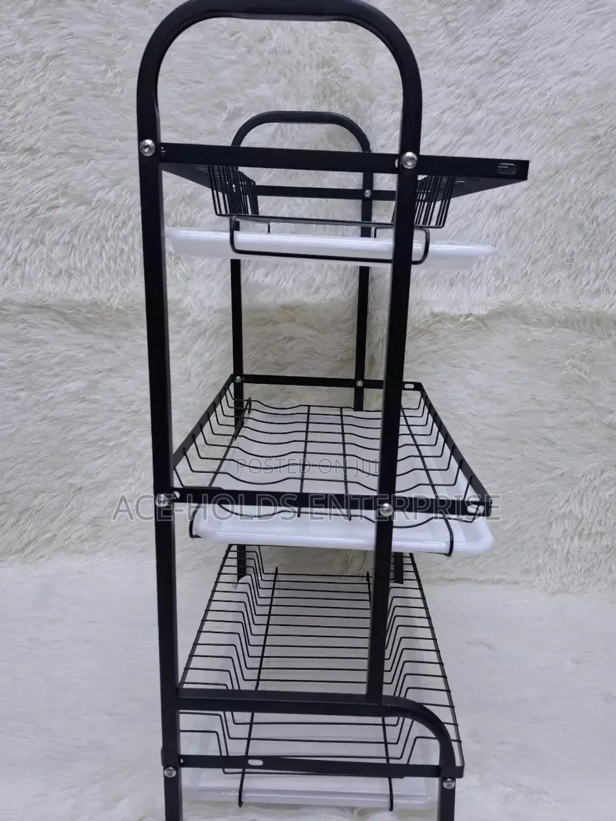 3 Tier High-Quality Carbon Steel Dish Rack - Black