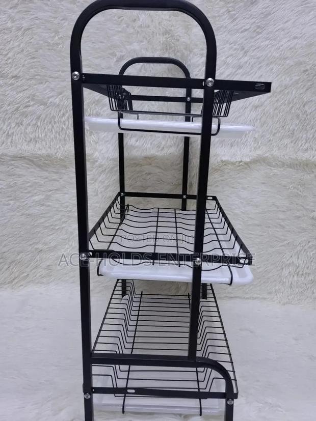3 Tier High-Quality Carbon Steel Dish Rack - Black