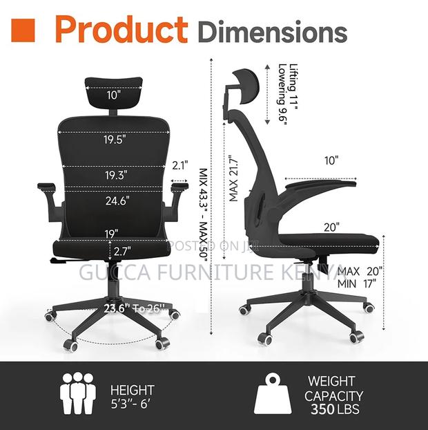 Mesh Executive Chair With Adjustable Armrest - thumbnail 6