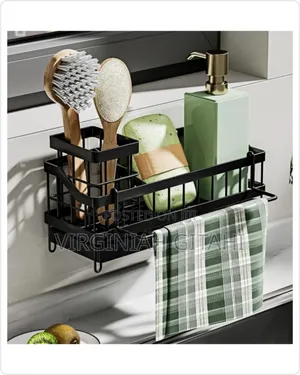 Black Sink Caddy With Water Draining Tray