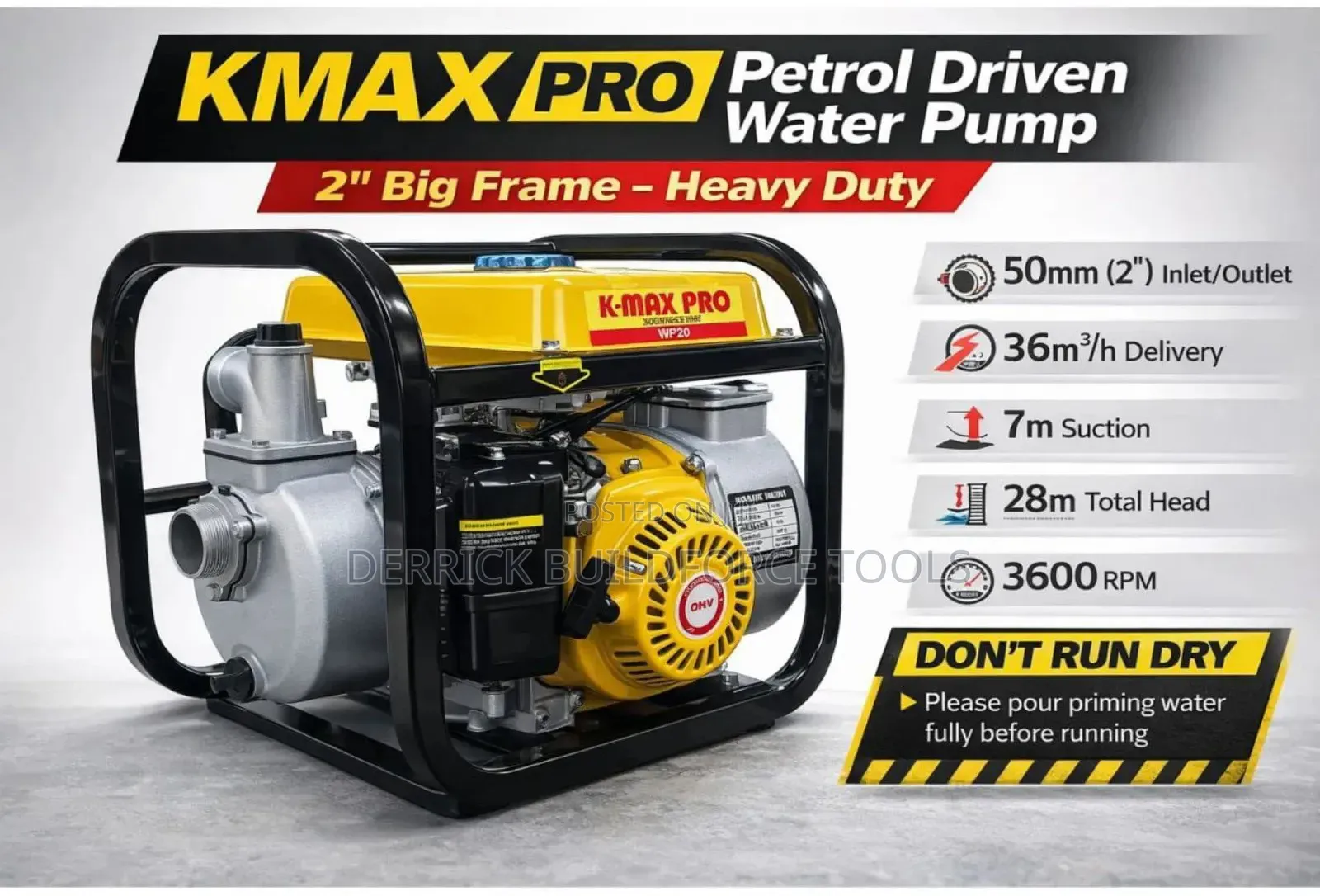 Kmax Pro 2" Petrol Driven Water Pump