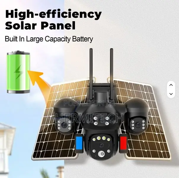 4 Lens 4 Screen Solar Powered Panels 4g Camera Sim Card Surveillance