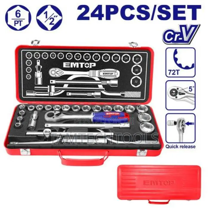 24 Pcs Socket Set 1/2''