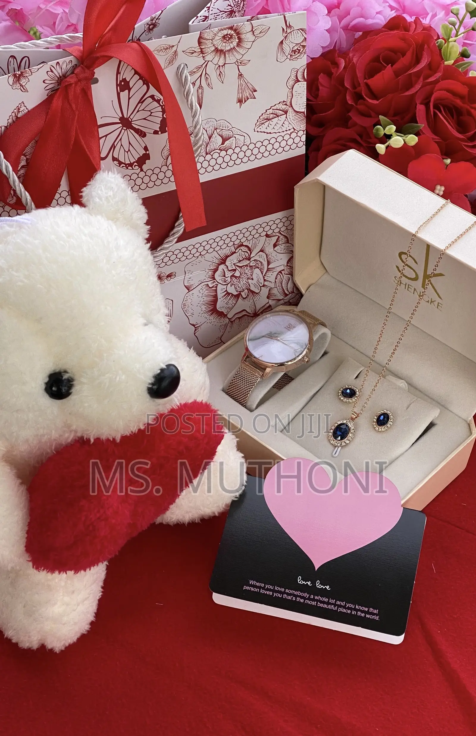 Birthday Women's Watch Set a Matching Necklace and Earrings