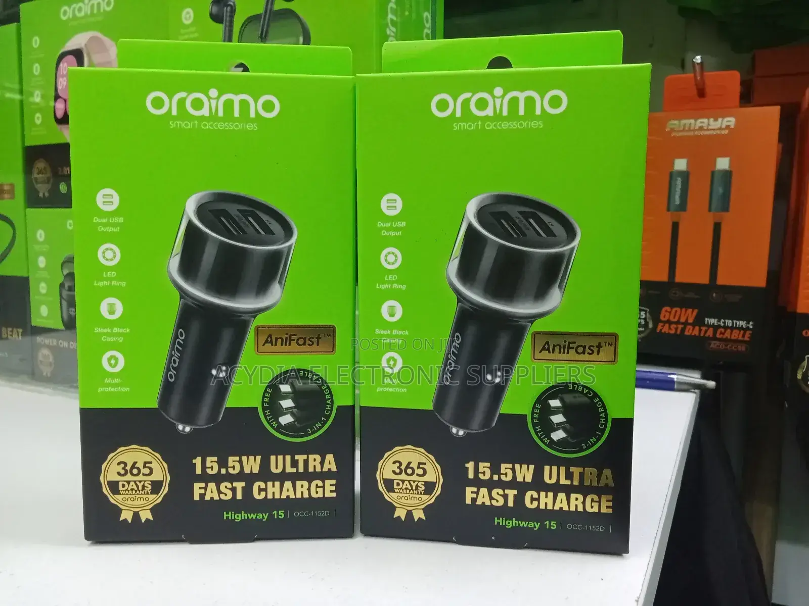 Oraimo High 15 15.5w Ultra Fast Charge Car Charger