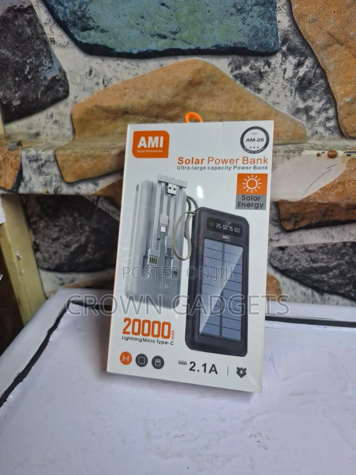 Ami Am-26 Solar Power Bank 20000mah Dual Usb Fast Charge