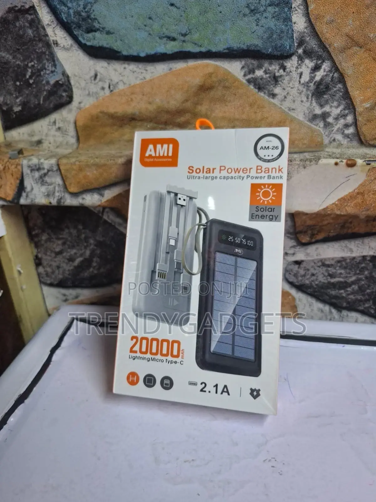 Ami Am-26 Solar Power Bank 20000mah Dual Usb Fast Charge