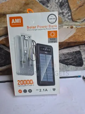 Ami Am-26 Solar Power Bank 20000mah Dual Usb Fast Charge