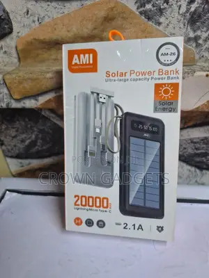 Ami Am-26 20000mah Solar Charger With Type-C Lightning