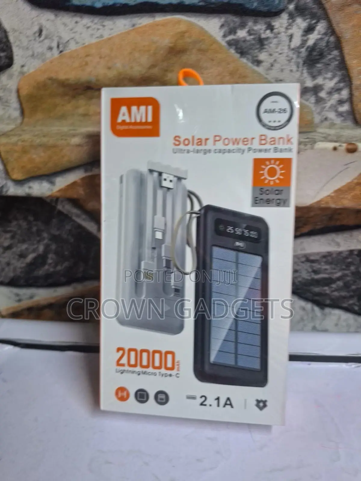 Ami Am-26 20000mah Solar Charger With Type-C Lightning