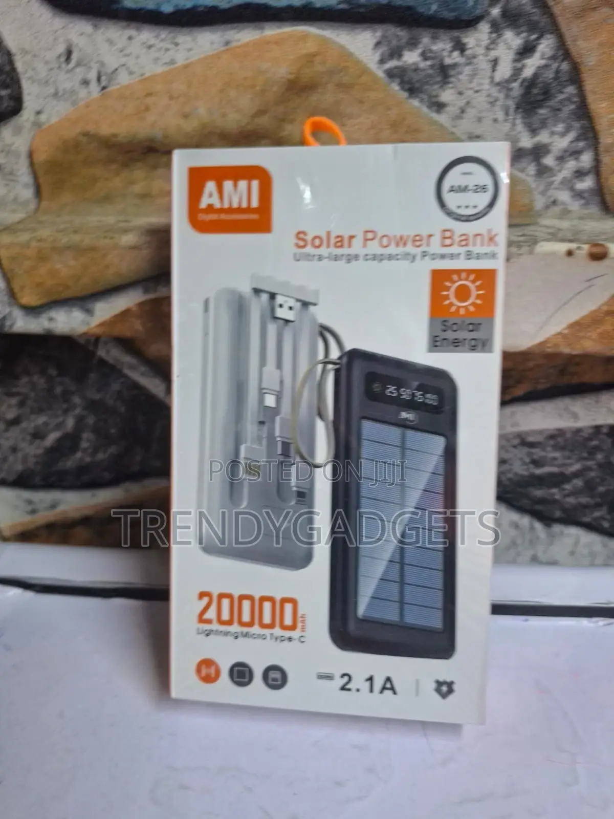 Ami Am-26 20000mah Solar Charger With Type-C Lightning