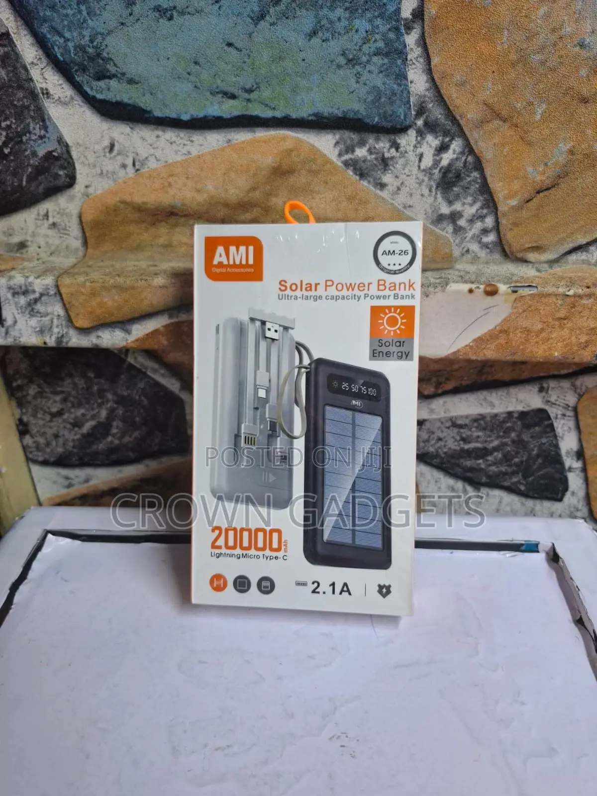 Ami Am-26 20000mah Solar Charger With Type-C Lightning