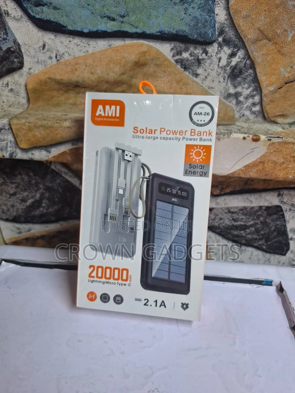 Ami Am-26 Portable Solar Power Bank Led Battery Indicator