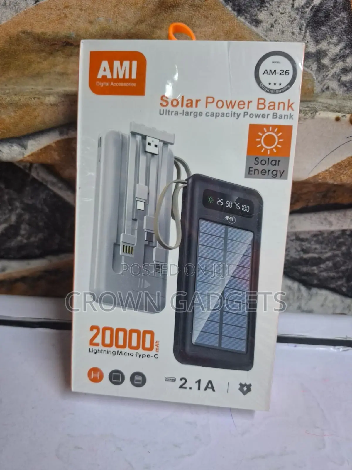 Ami Am-26 20,000mah Solar Charger Dual Usb Output