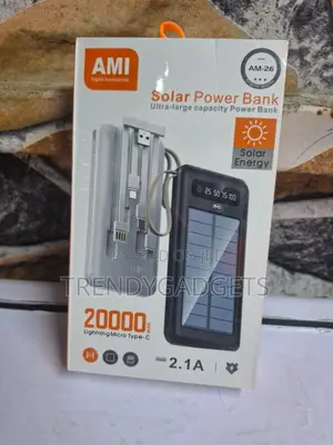 Ami Am-26 20,000mah Solar Charger Dual Usb Output