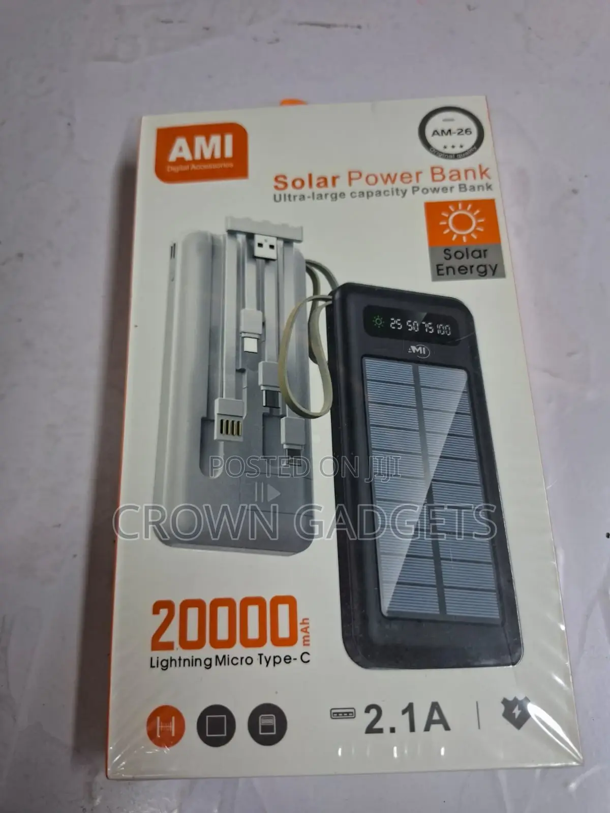 Ami Am-26 20000mah Solar Power Bank Dual Usb Fast Charging