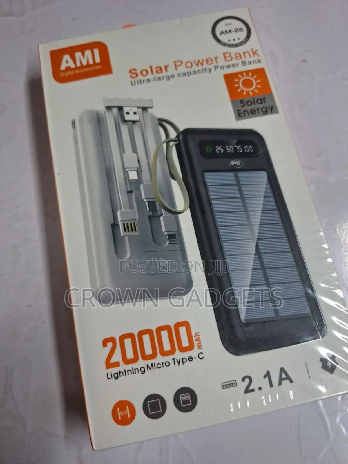 Ami Am-26 20000mah Solar Power Bank Dual Usb Fast Charging