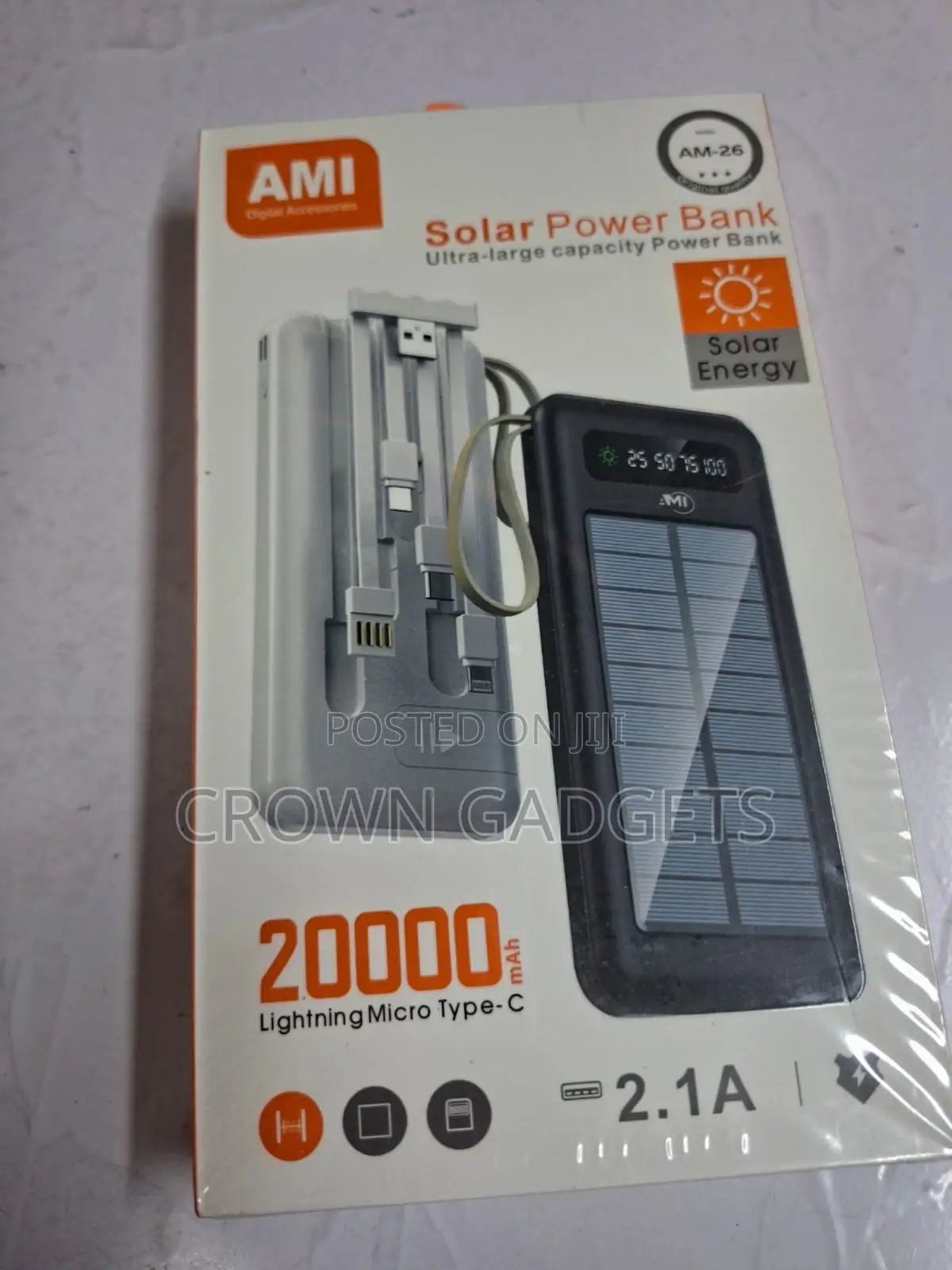 Ami Am-26 Solar Power Bank for Travel Outdoor Use