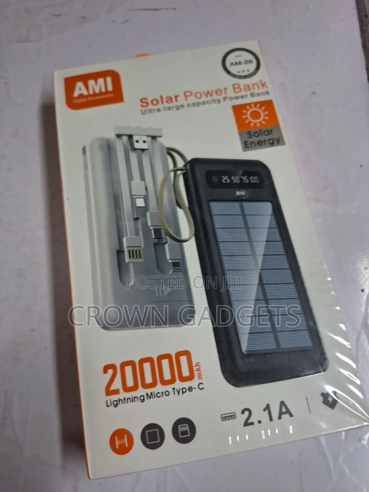 Ami Am-26 Solar Power Bank for Travel Outdoor Use