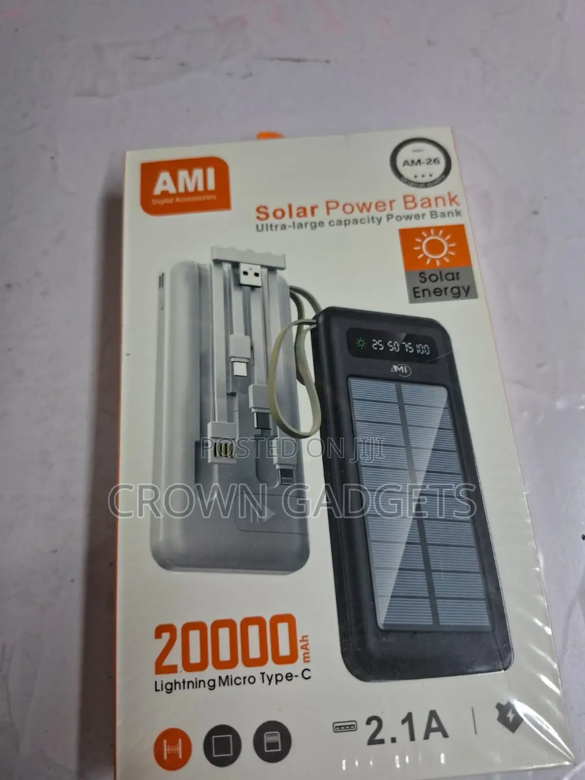 Ami Am-26 Solar Power Bank for Travel Outdoor Use