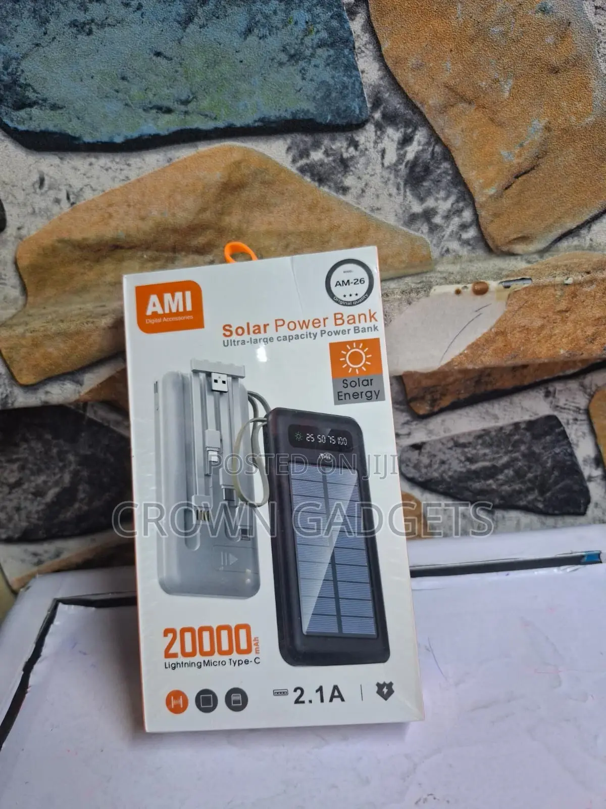 Ami Am-26 Solar Power Bank for Travel Outdoor Use