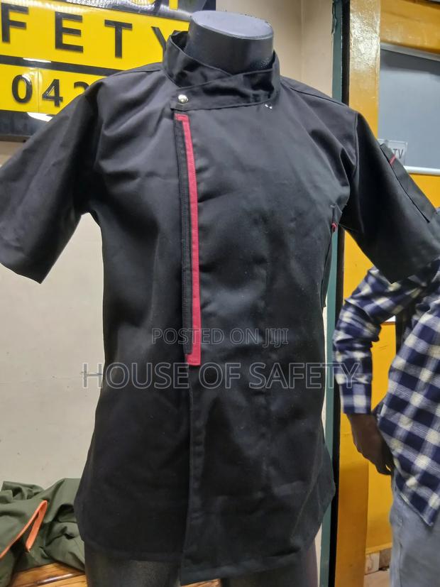 Original Working Black Twill Fabric Large Panoramic Chef Coat - thumbnail 2