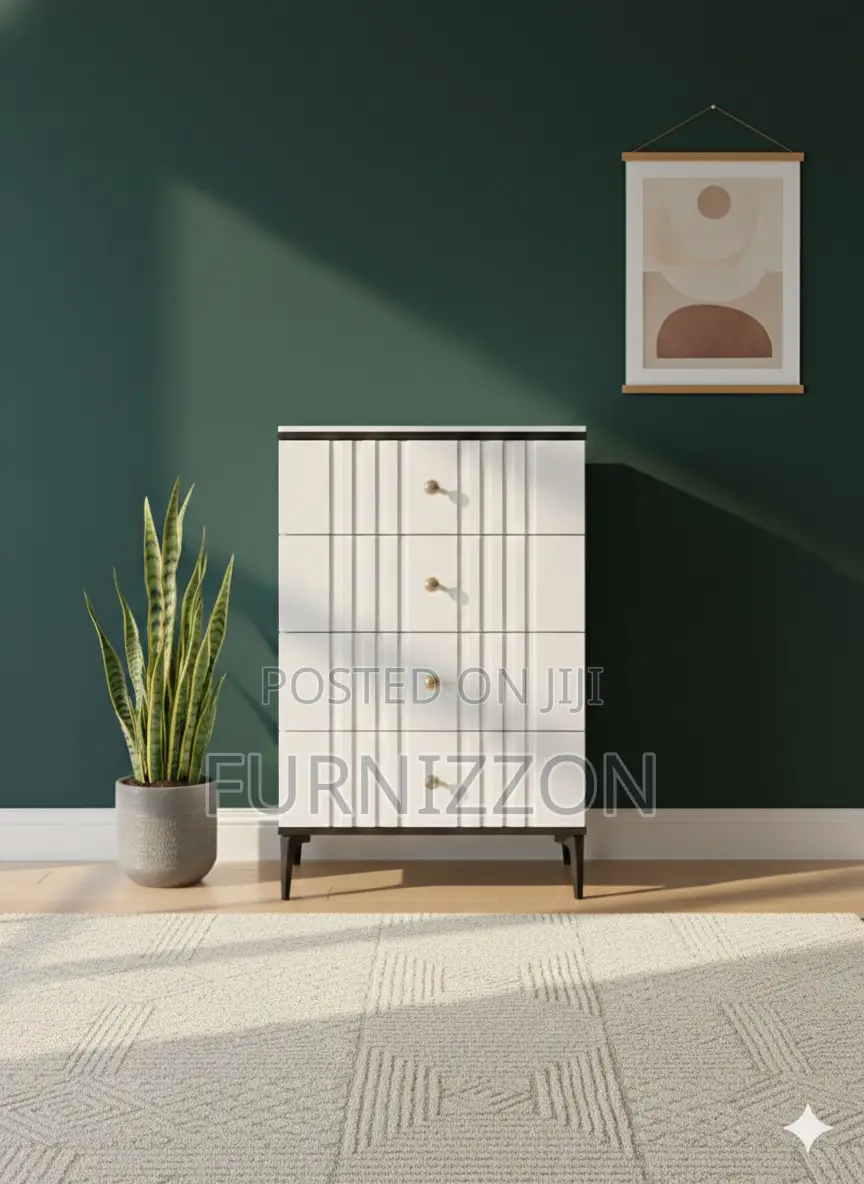 Stylish Wooden 4 Drawer Chest for Bedroom Use