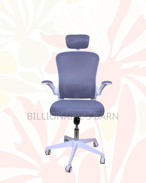 White Office Chair With Flip-Up Arms • Space-Saving Fit