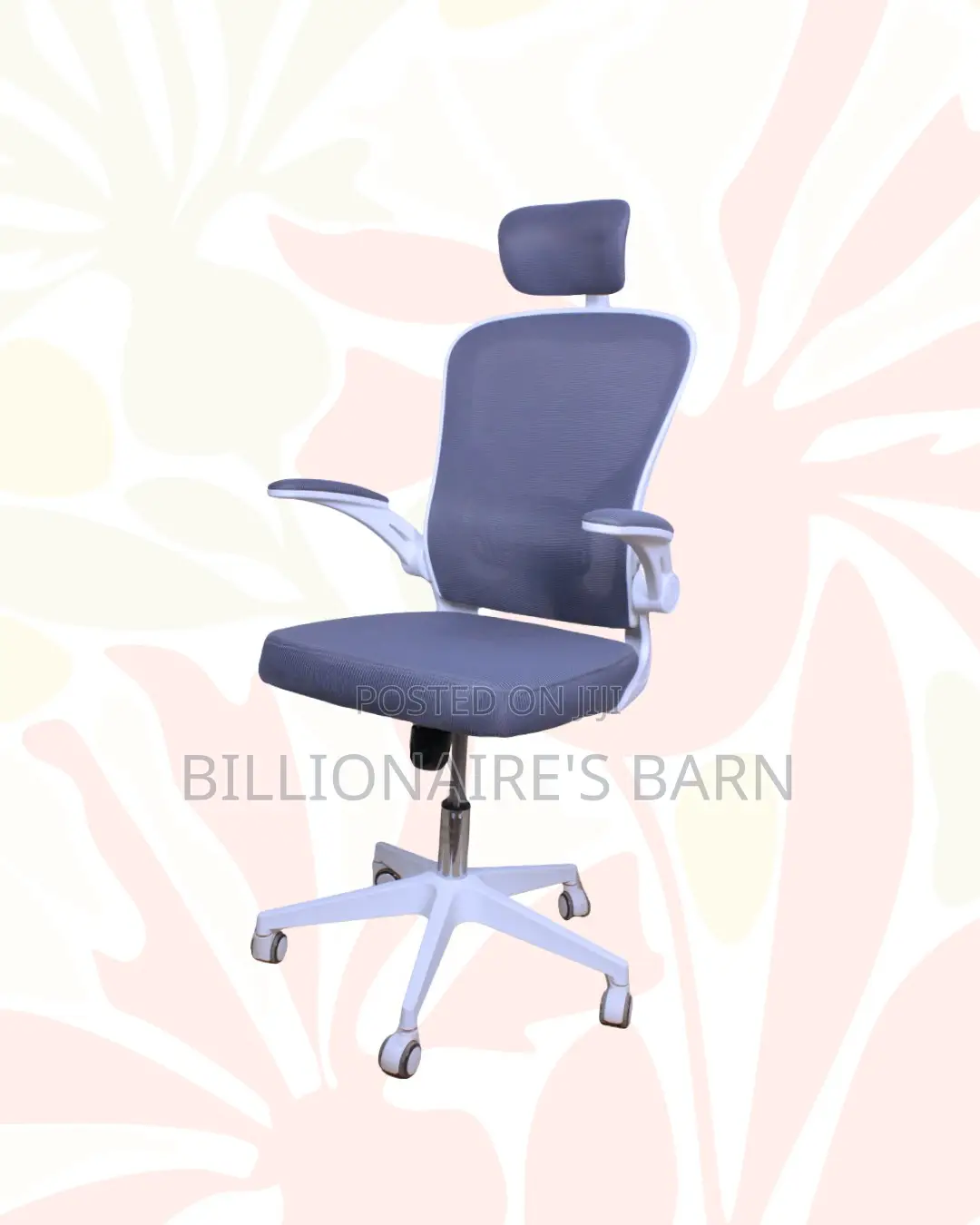 White Office Chair With Flip-Up Arms • Space-Saving Fit
