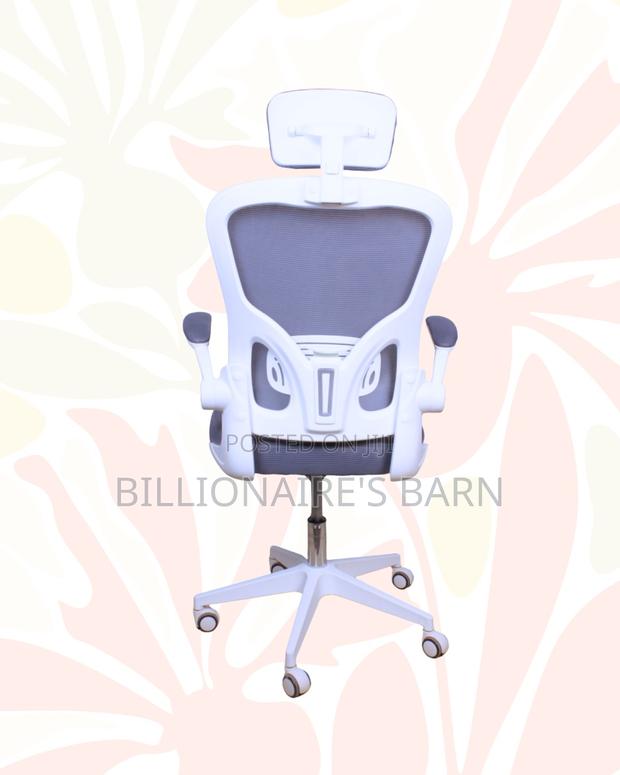 White Office Chair With Flip-Up Arms • Space-Saving Fit - thumbnail 4
