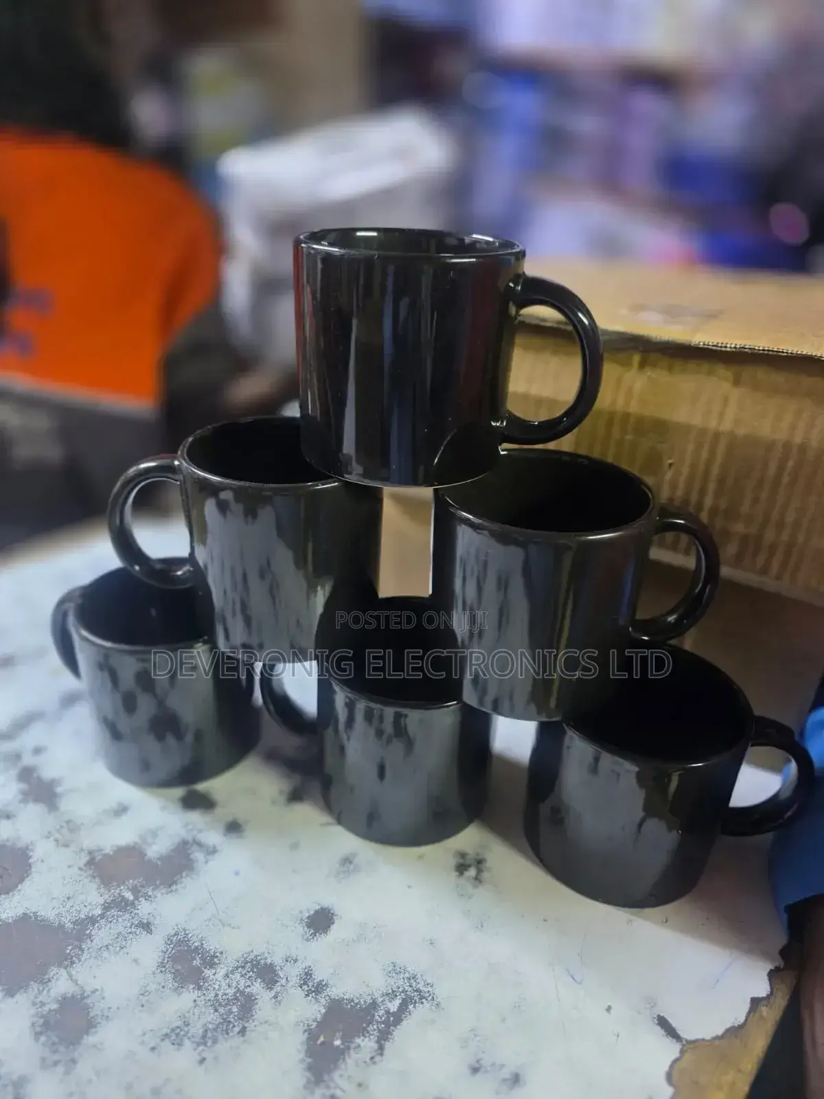 6 PCS Black Ceramic Mugs 380 Ml