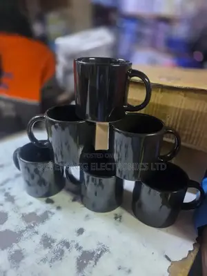 6 PCS Black Ceramic Mugs 380 Ml